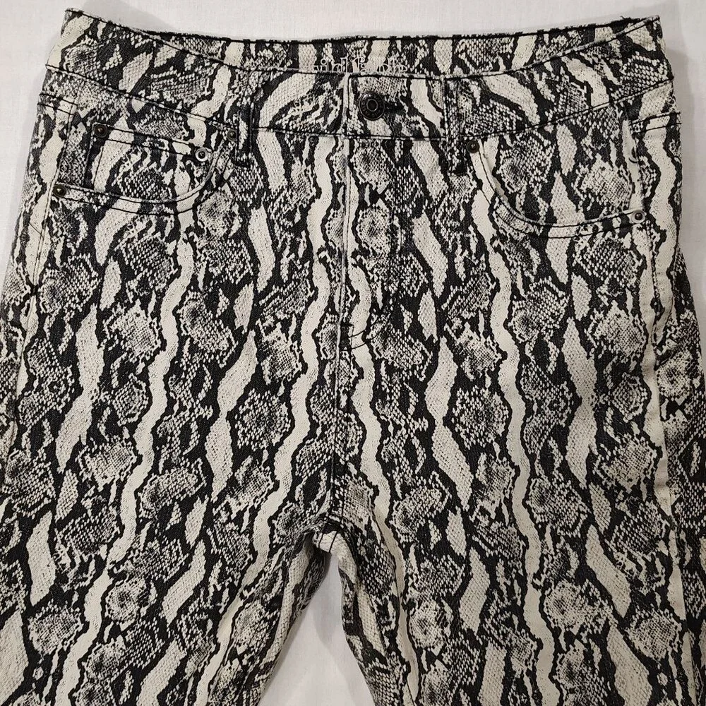 Snakeskin Print Skinny Pants Size 6 Wild Fable Neutral Stretch Denim Pockets - Picture 4 of 16